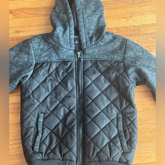 Ring of Fire Black diamond quilted hoodie jacket Black medium - Picture 2 of 4